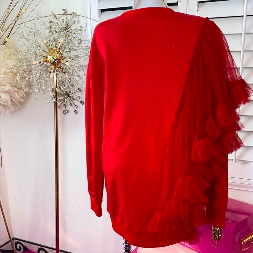 Red Ruffled Sweatshirt - Picture 4 of 6